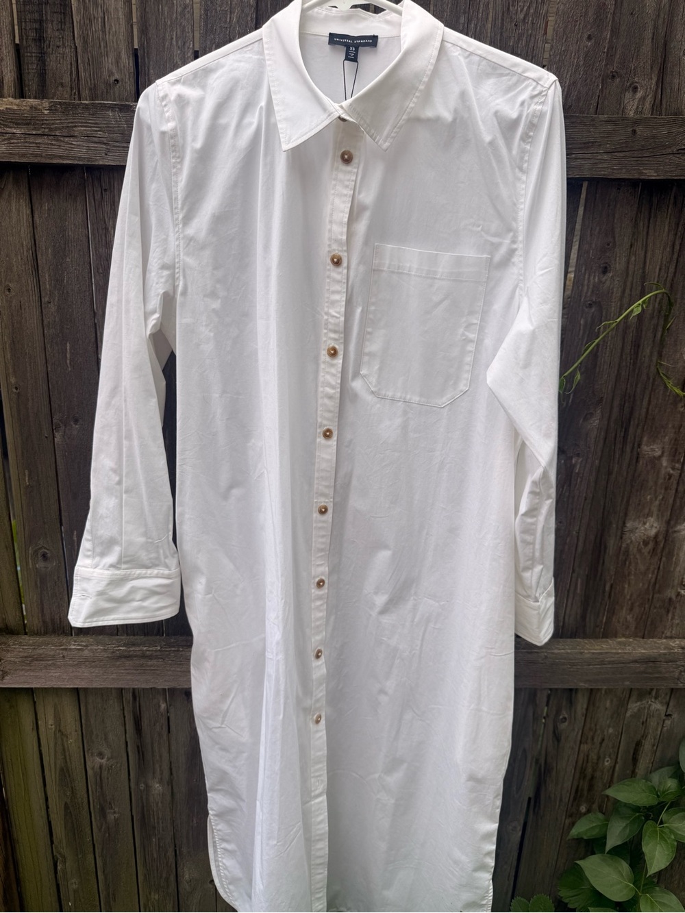 Universal Standard White Button-Down Longline Shirt Dress XS (size 10-12 womens)